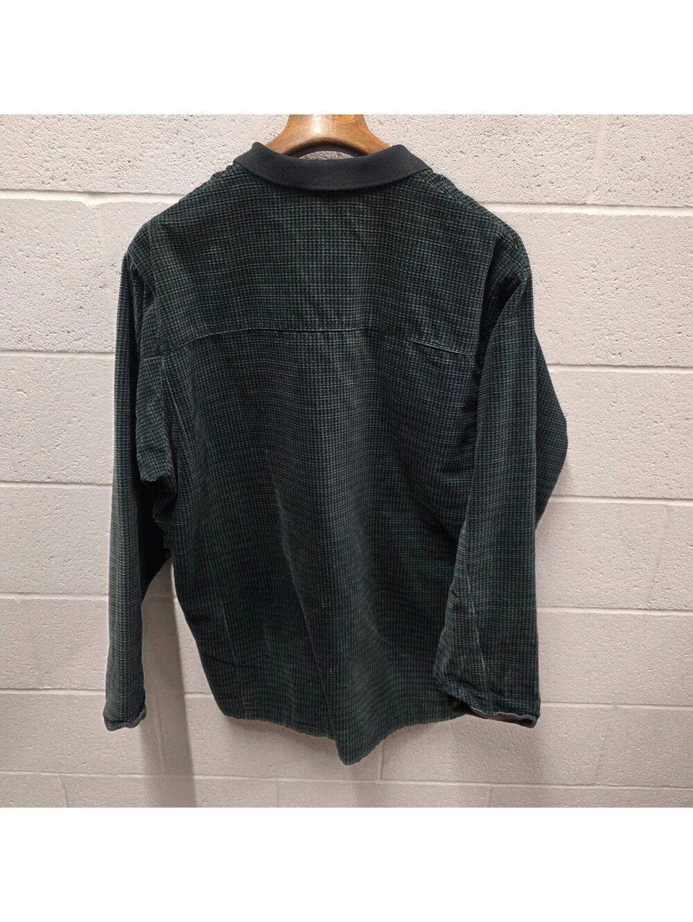 Schroff corduroy jacket features a distinctive green checkered pattern 25x34